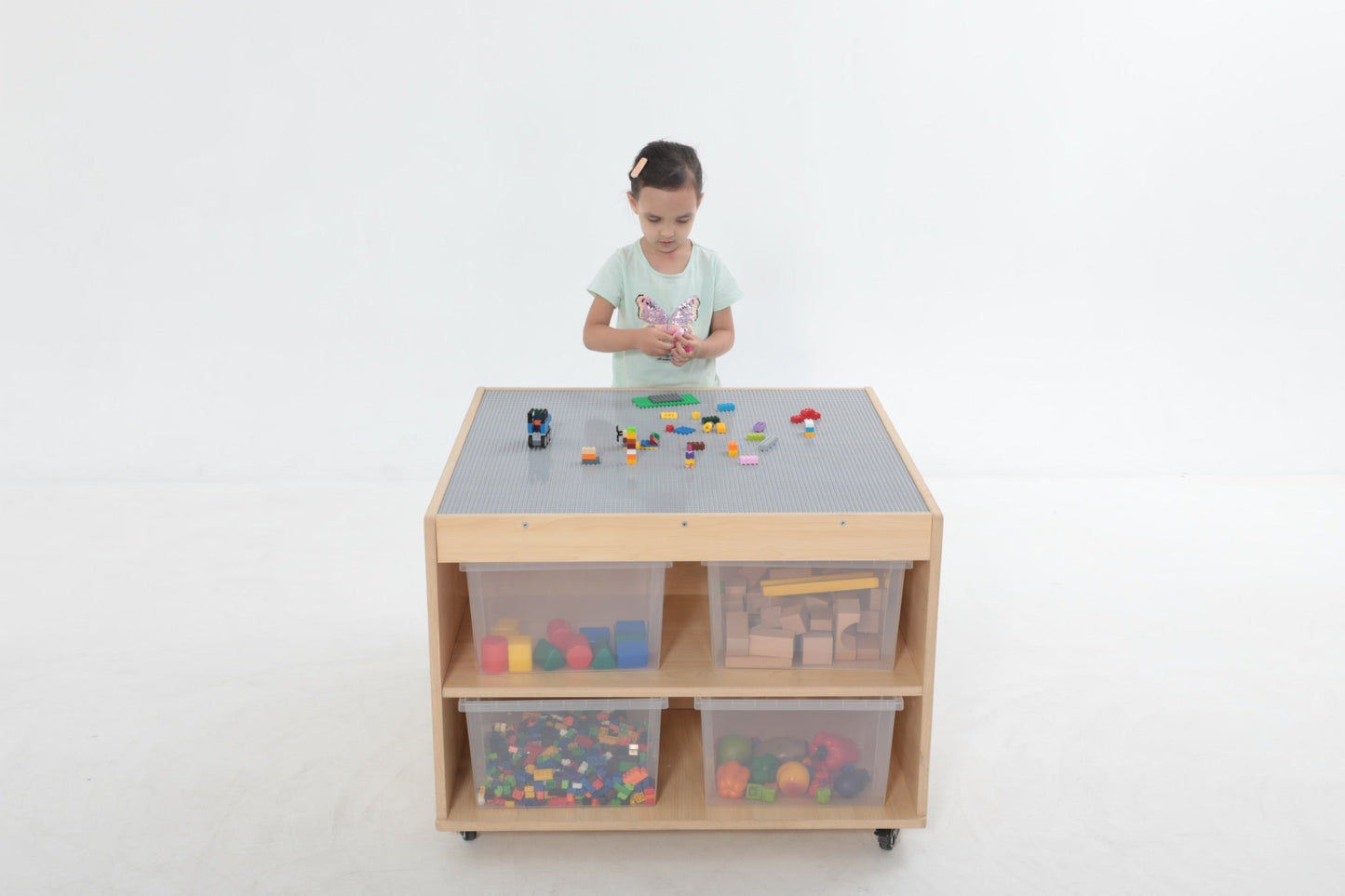 Wisdom - Bouwblokkentafel op wieltjes met opbergruimte - Playlaan