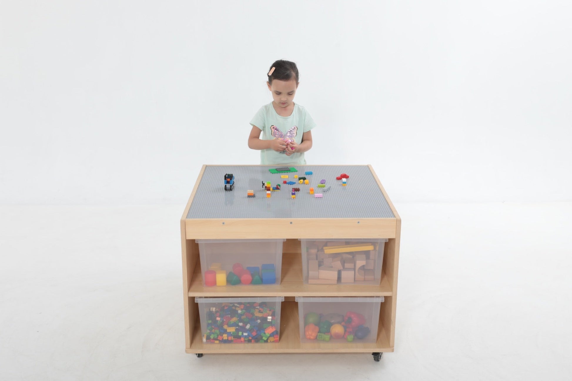 Wisdom - Bouwblokkentafel op wieltjes met opbergruimte - Playlaan