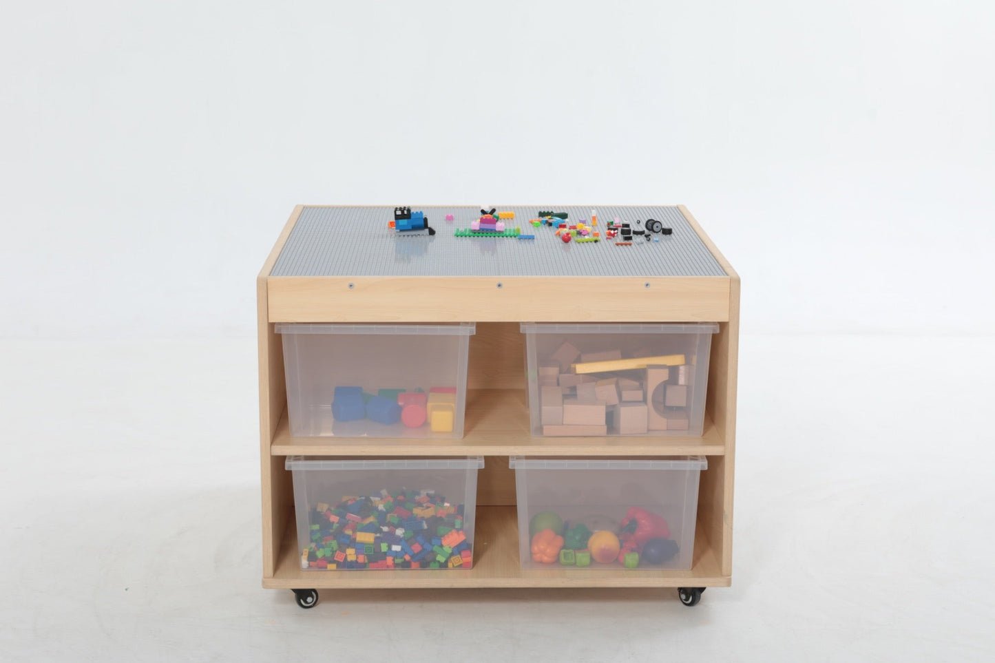 Wisdom - Bouwblokkentafel op wieltjes met opbergruimte - Playlaan