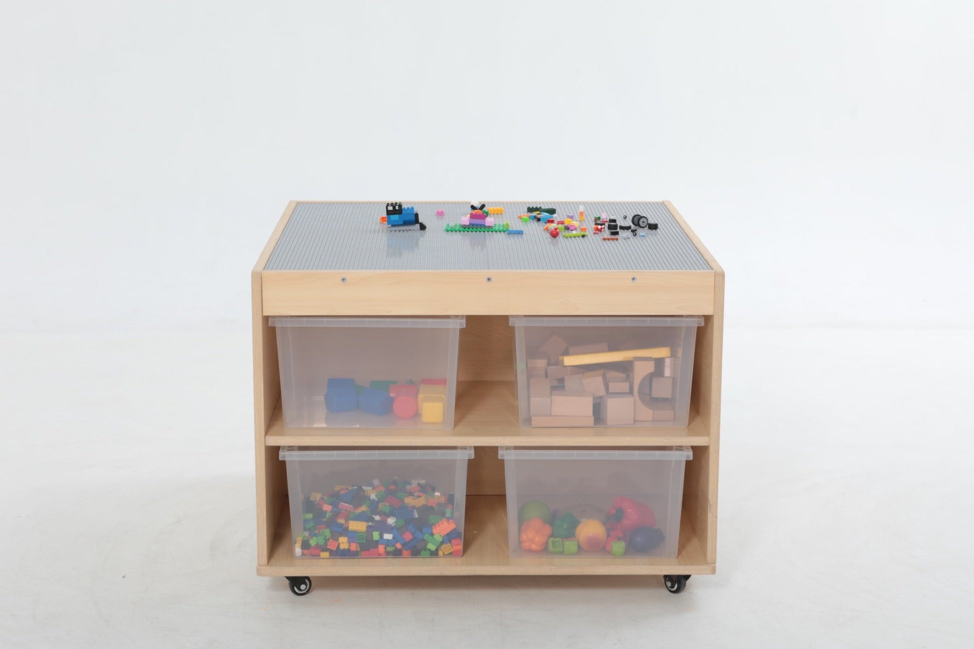 Wisdom - Bouwblokkentafel op wieltjes met opbergruimte - Playlaan