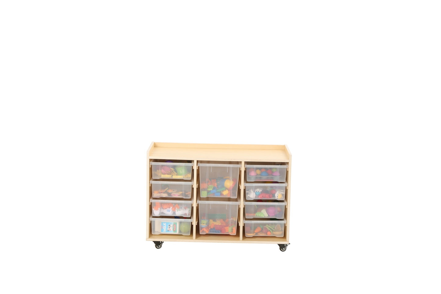 Wisdom - Opbergkast op wieltjes met 10 bakken (8 klein, 2 groot) - Playlaan
