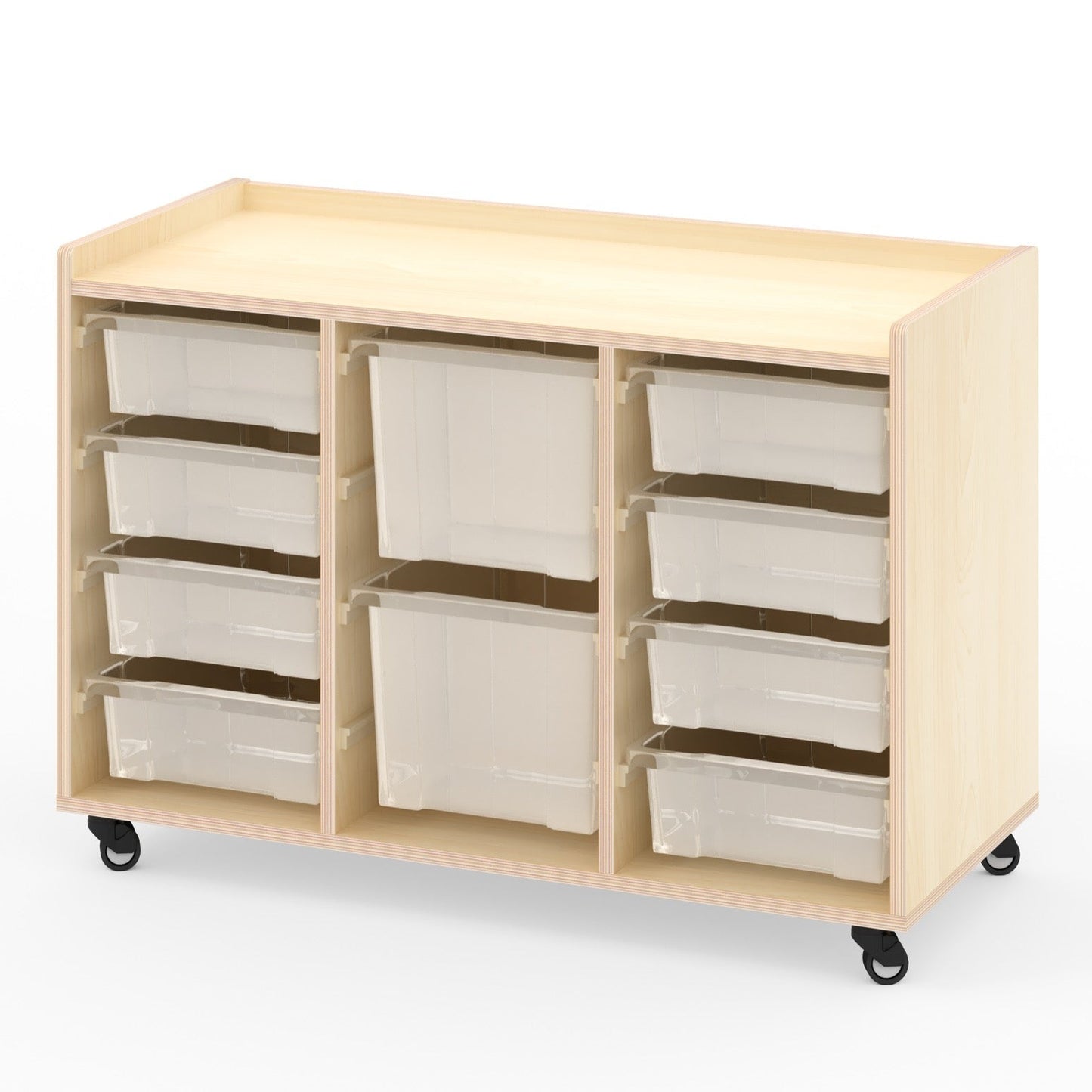 Wisdom - Opbergkast op wieltjes met 10 bakken (8 klein, 2 groot) - Playlaan
