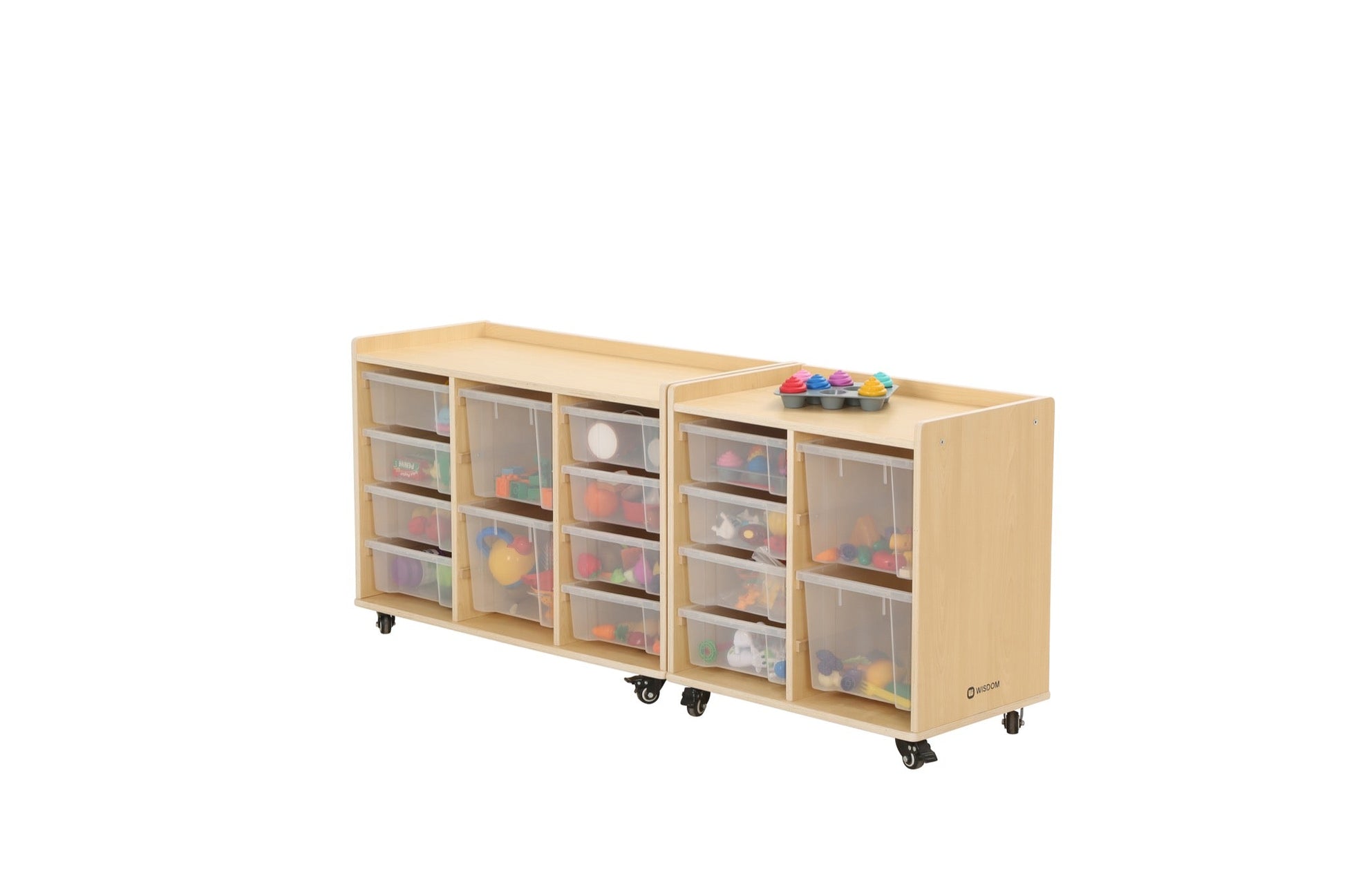 Wisdom - Opbergkast op wieltjes met 10 bakken (8 klein, 2 groot) - Playlaan