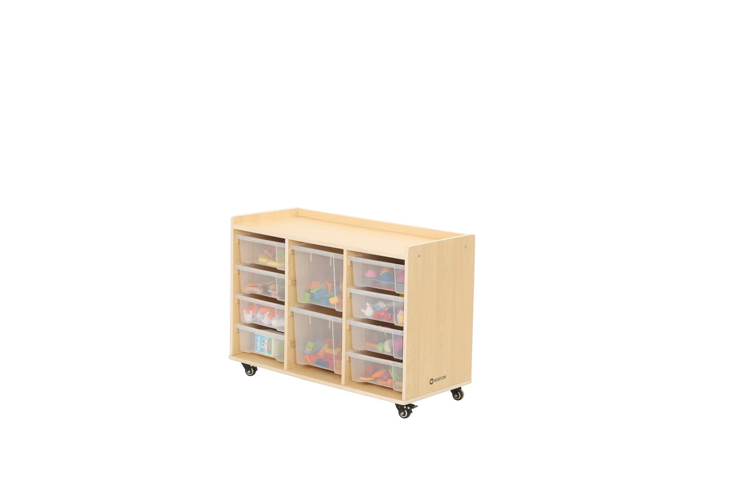 Wisdom - Opbergkast op wieltjes met 10 bakken (8 klein, 2 groot) - Playlaan
