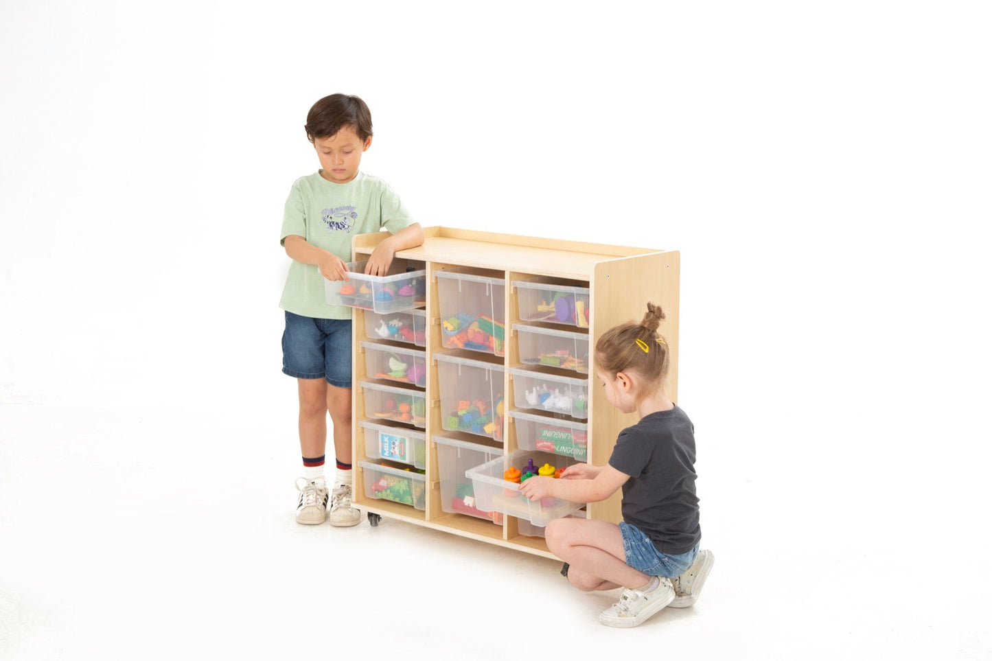 Wisdom - Opbergkast op wieltjes met 15 bakken (12 klein, 3 groot) - Playlaan