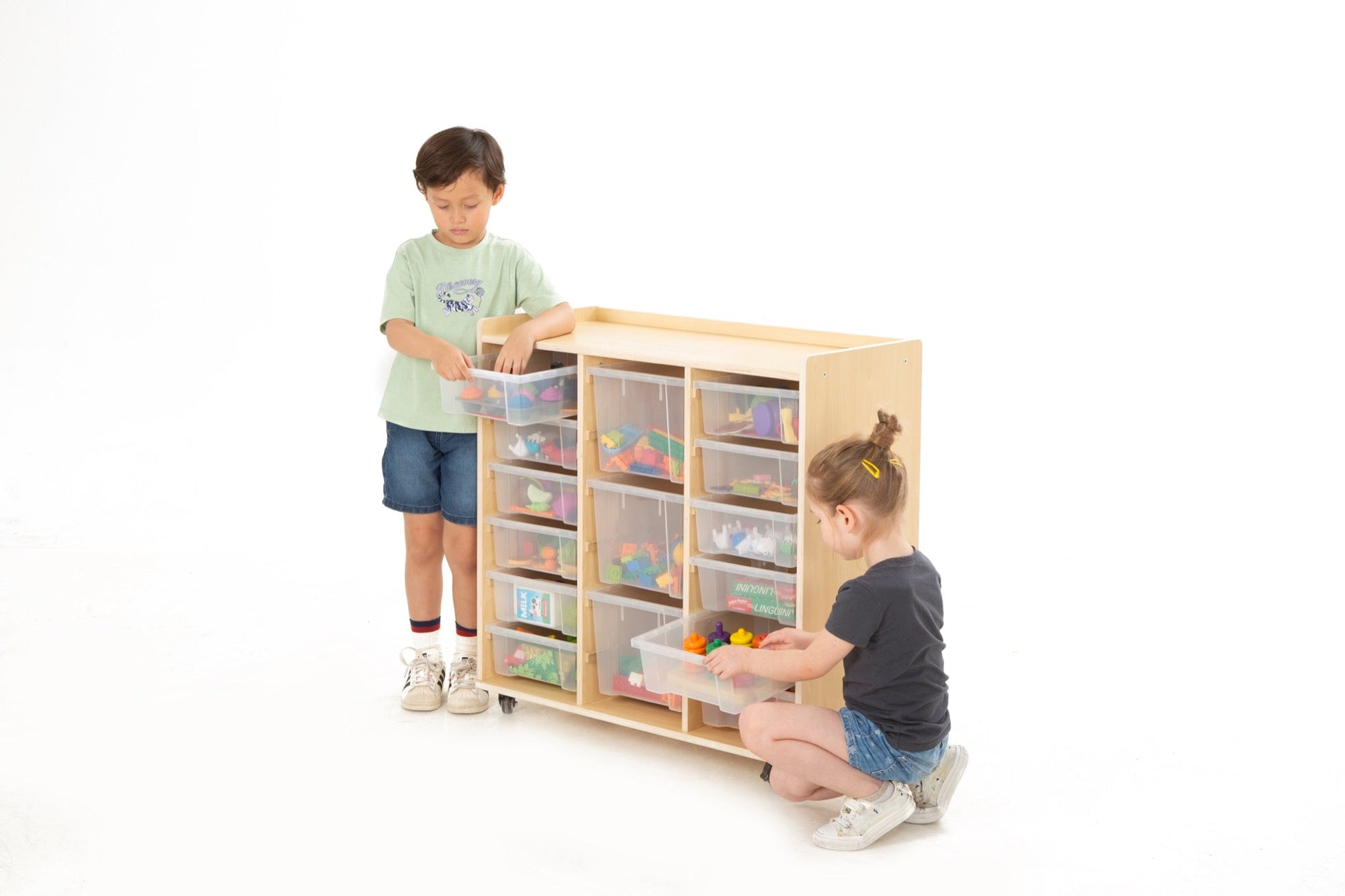 Wisdom - Opbergkast op wieltjes met 15 bakken (12 klein, 3 groot) - Playlaan