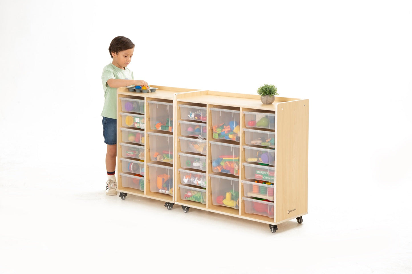Wisdom - Opbergkast op wieltjes met 15 bakken (12 klein, 3 groot) - Playlaan