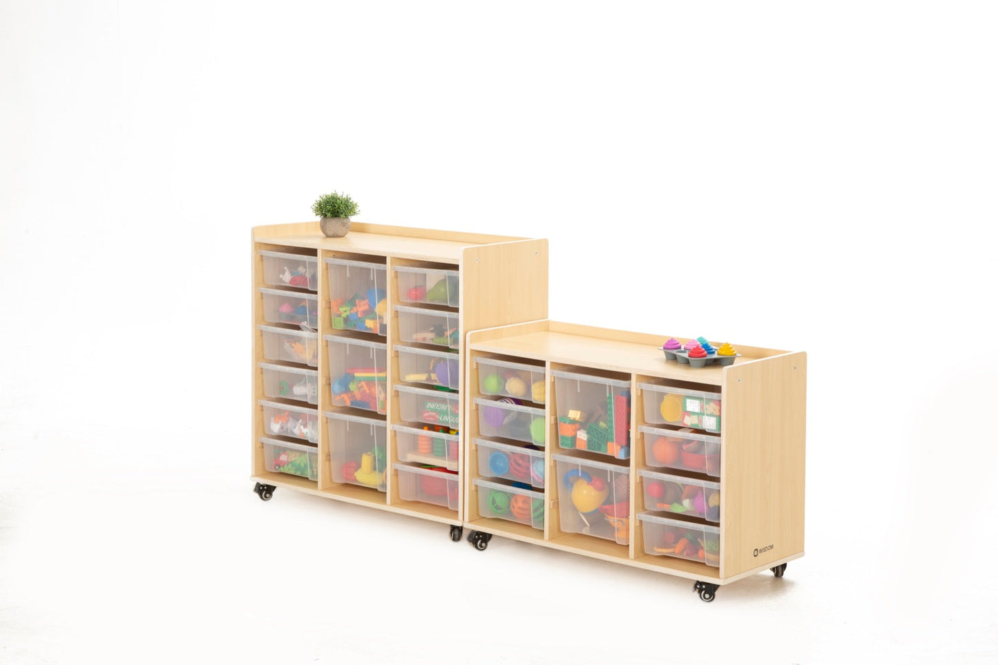 Wisdom - Opbergkast op wieltjes met 15 bakken (12 klein, 3 groot) - Playlaan