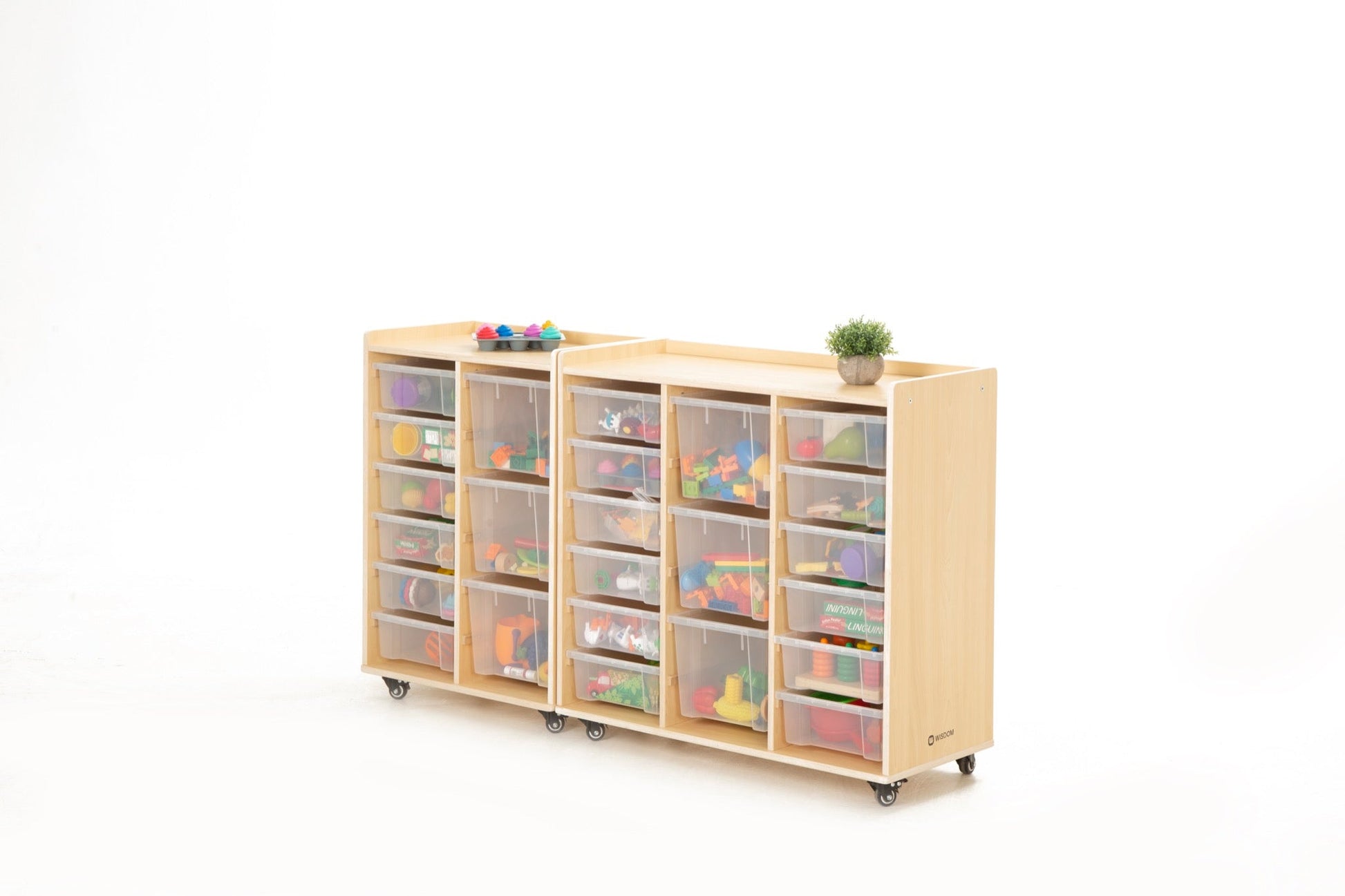 Wisdom - Opbergkast op wieltjes met 15 bakken (12 klein, 3 groot) - Playlaan