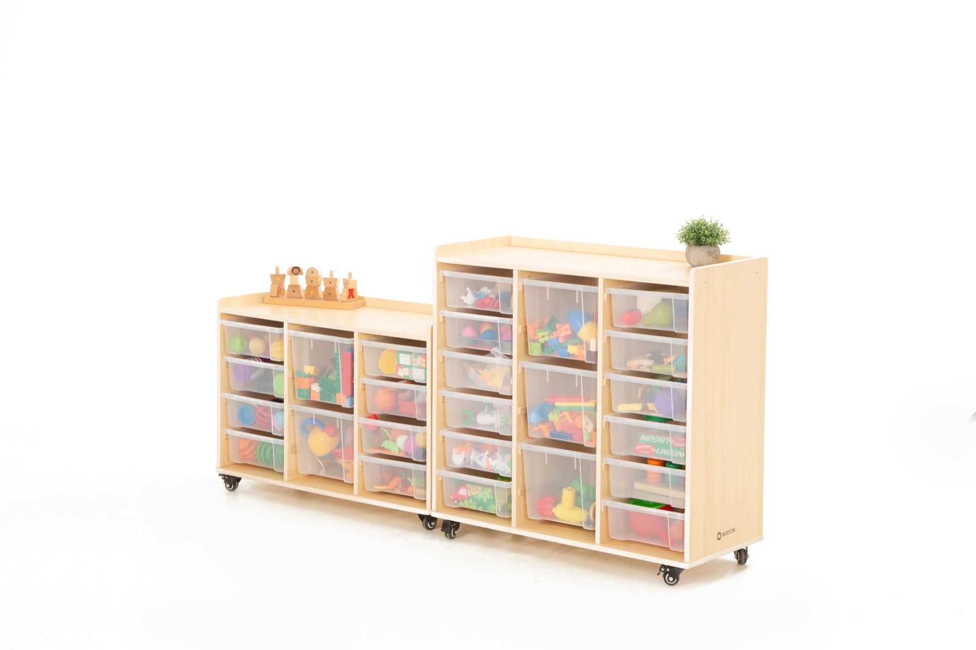 Wisdom - Opbergkast op wieltjes met 15 bakken (12 klein, 3 groot) - Playlaan