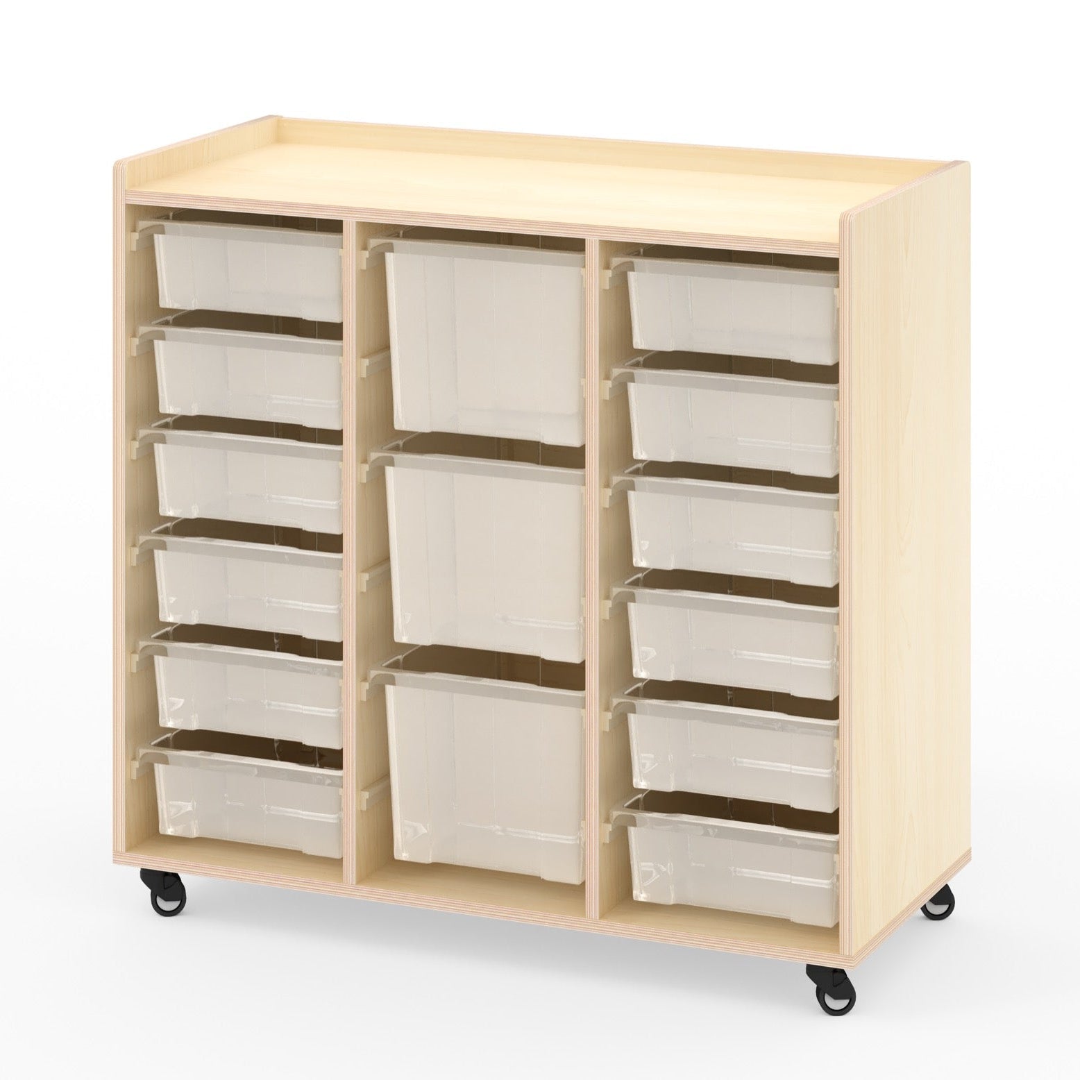 Wisdom - Opbergkast op wieltjes met 15 bakken (12 klein, 3 groot) - Playlaan