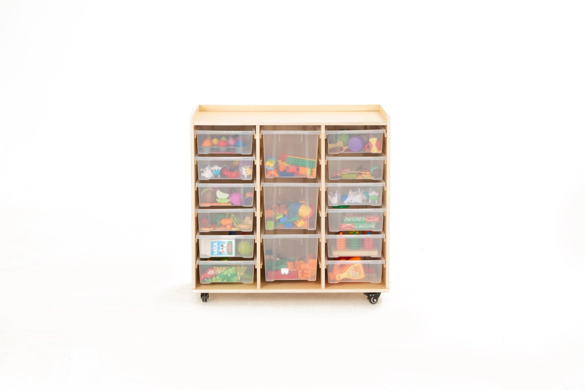 Wisdom - Opbergkast op wieltjes met 15 bakken (12 klein, 3 groot) - Playlaan