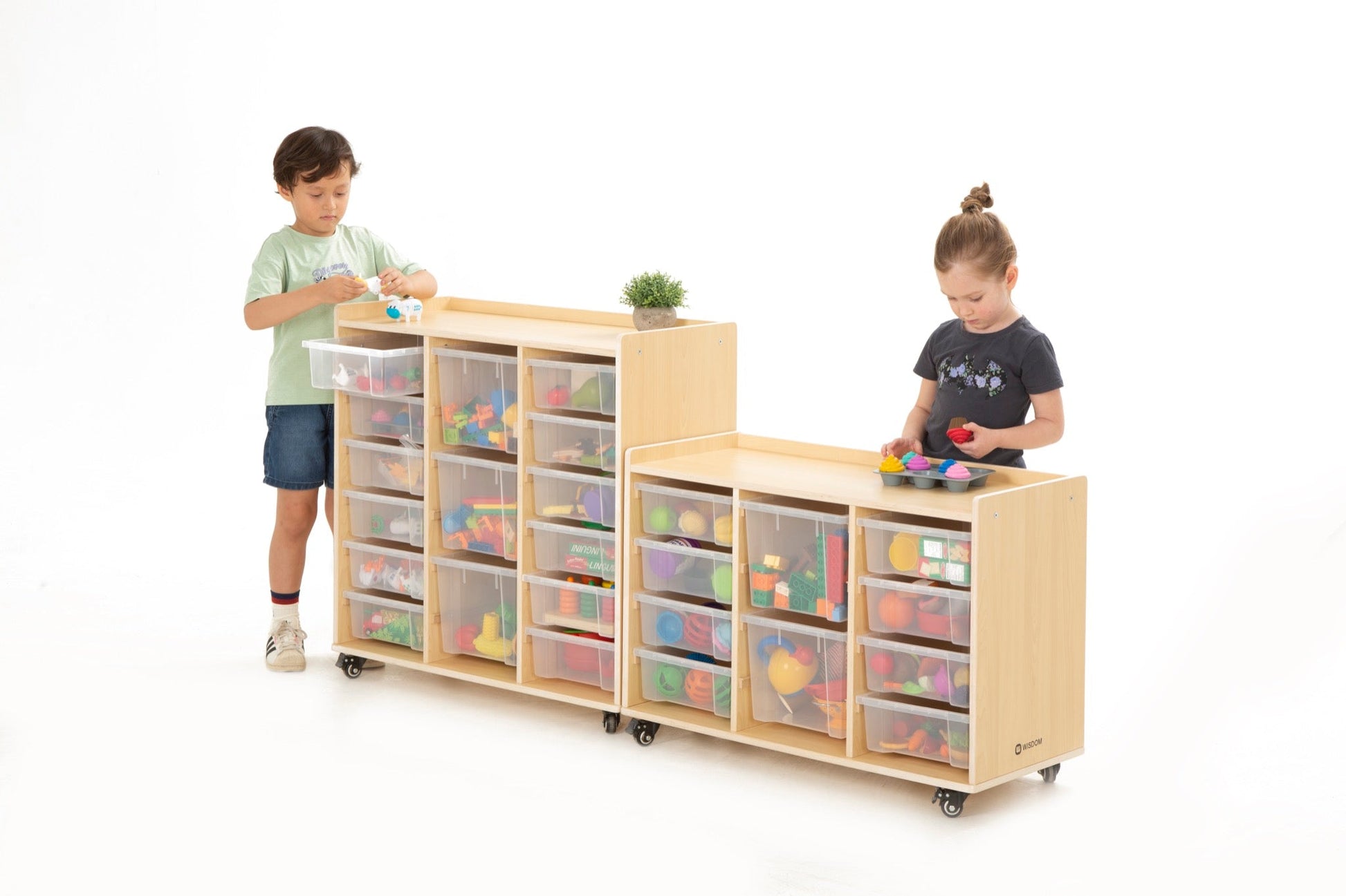 Wisdom - Opbergkast op wieltjes met 15 bakken (12 klein, 3 groot) - Playlaan