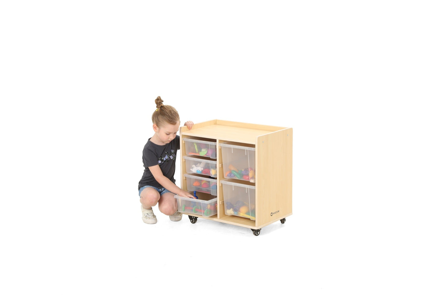 Wisdom - Opbergkast op wieltjes met 6 bakken (4 klein, 2 groot) - Playlaan