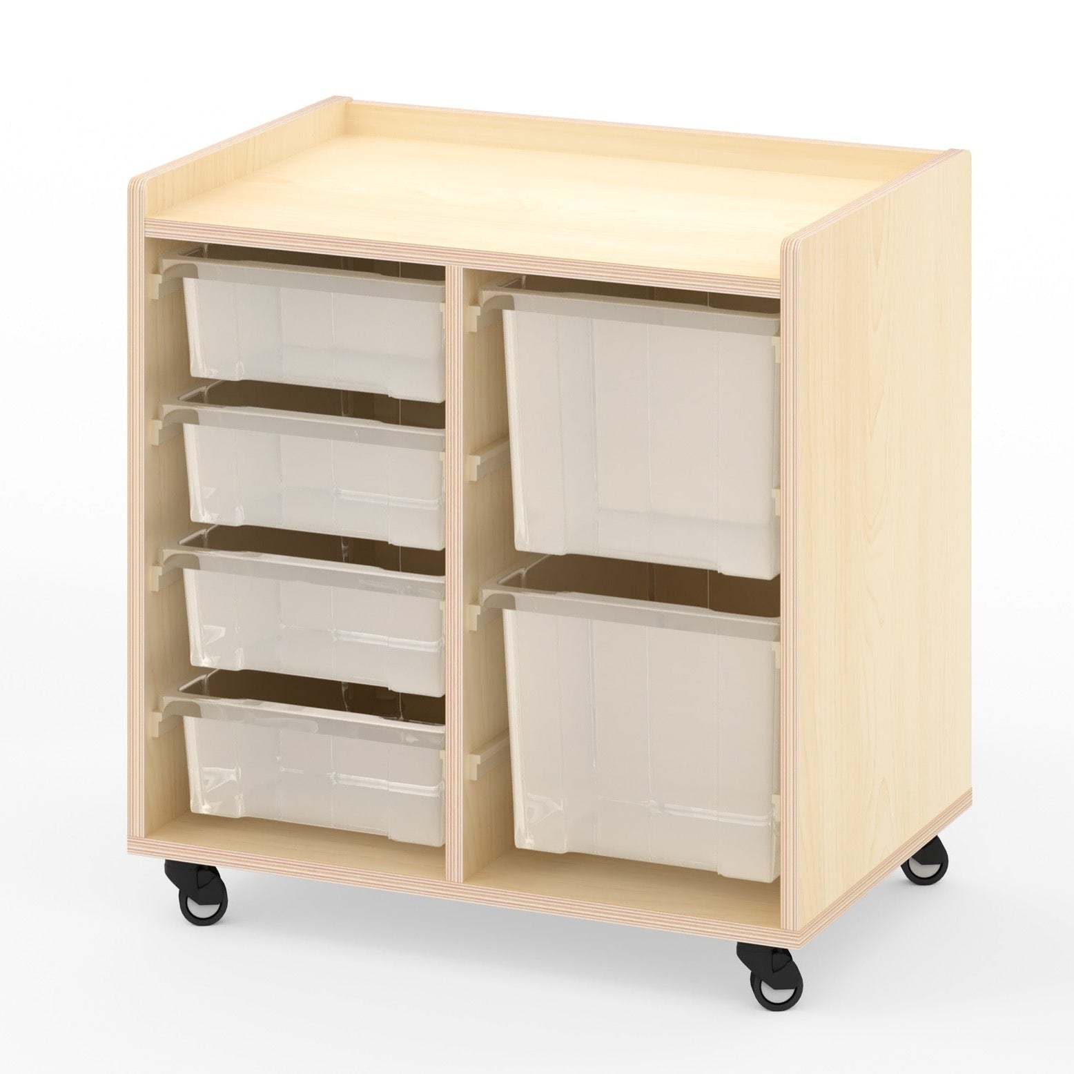 Wisdom - Opbergkast op wieltjes met 6 bakken (4 klein, 2 groot) - Playlaan
