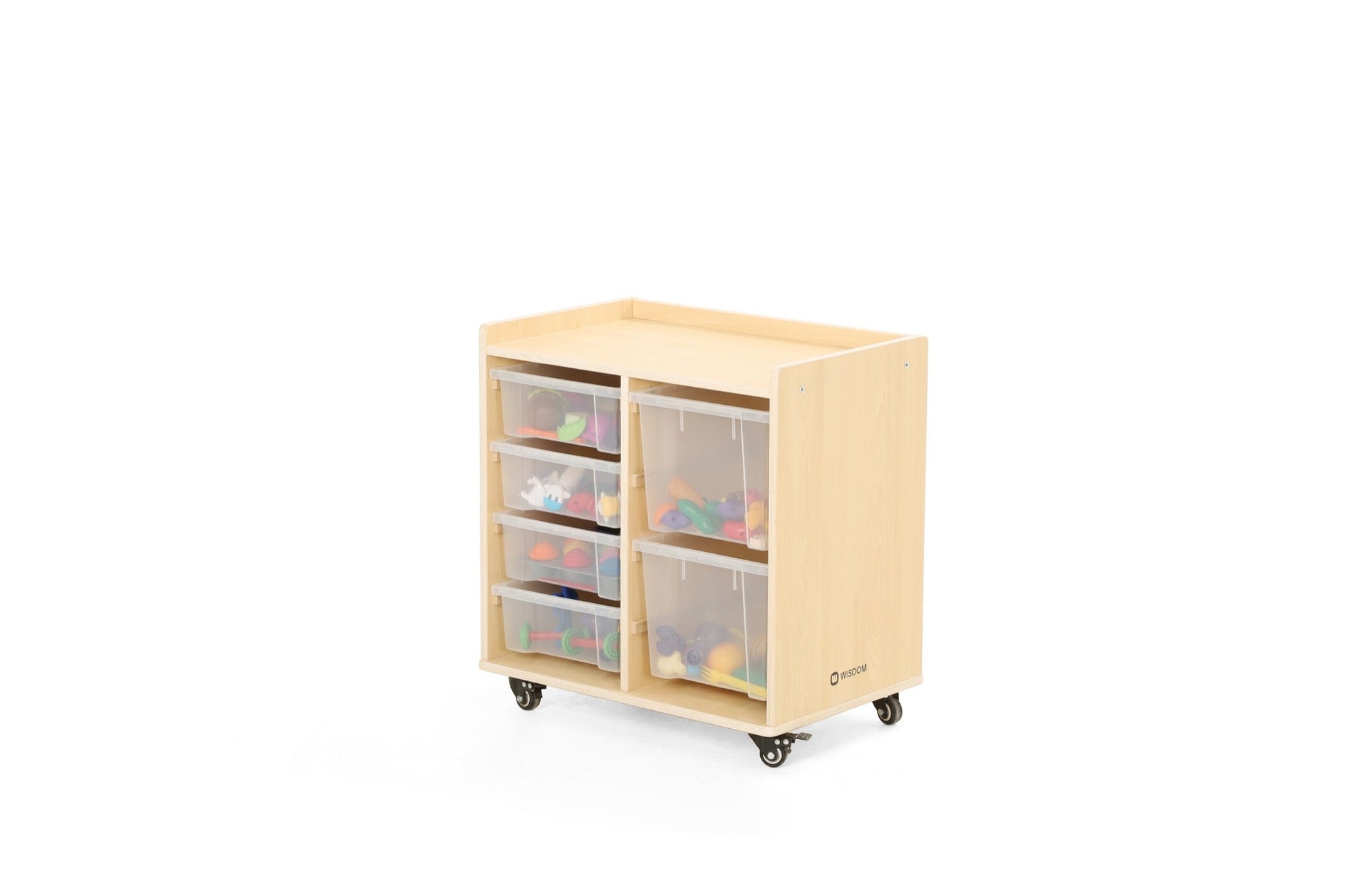 Wisdom - Opbergkast op wieltjes met 6 bakken (4 klein, 2 groot) - Playlaan