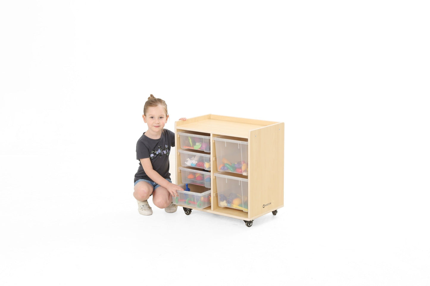 Wisdom - Opbergkast op wieltjes met 6 bakken (4 klein, 2 groot) - Playlaan