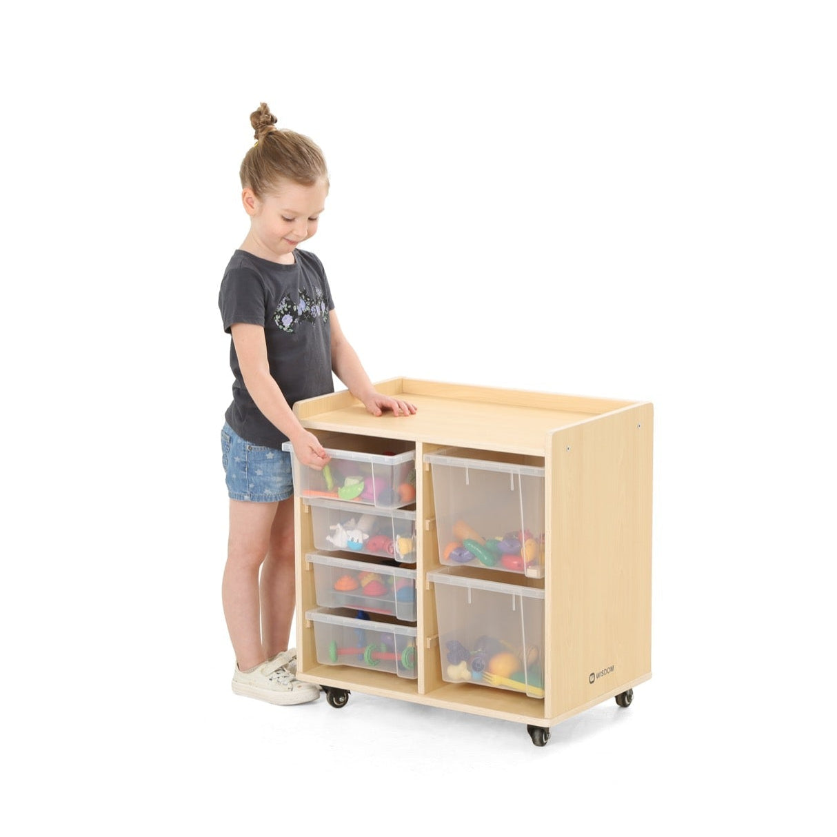 Wisdom - Opbergkast op wieltjes met 6 bakken (4 klein, 2 groot) - Playlaan