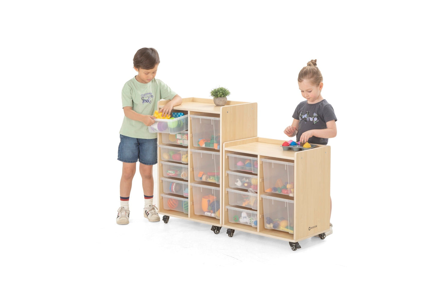 Wisdom - Opbergkast op wieltjes met 9 bakken (6 klein, 3 groot) - Playlaan