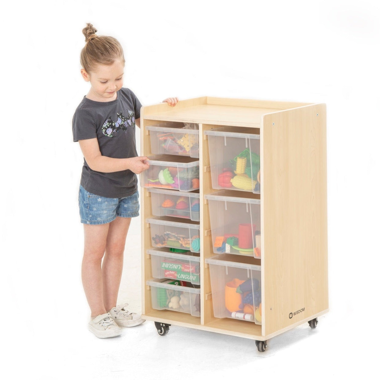 Wisdom - Opbergkast op wieltjes met 9 bakken (6 klein, 3 groot) - Playlaan