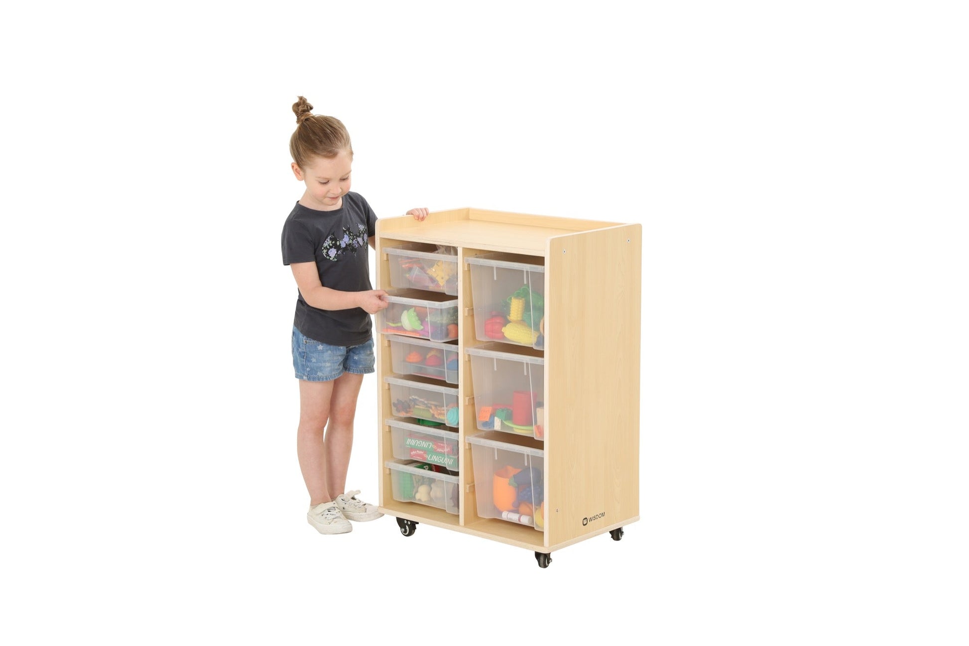 Wisdom - Opbergkast op wieltjes met 9 bakken (6 klein, 3 groot) - Playlaan