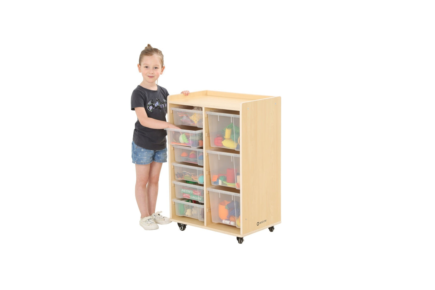 Wisdom - Opbergkast op wieltjes met 9 bakken (6 klein, 3 groot) - Playlaan
