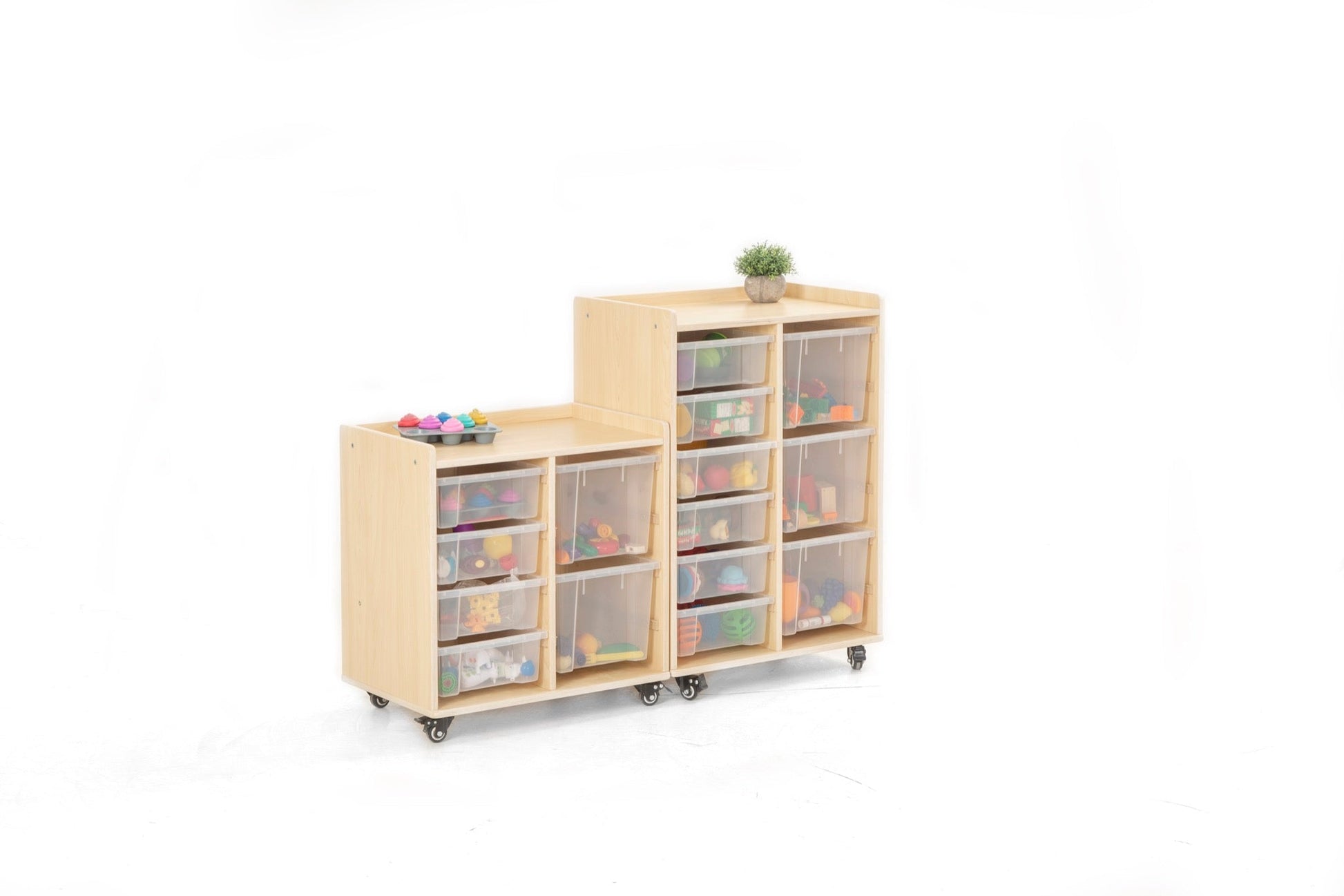 Wisdom - Opbergkast op wieltjes met 9 bakken (6 klein, 3 groot) - Playlaan