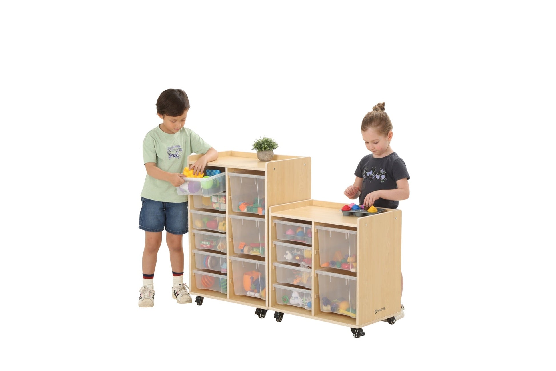 Wisdom - Opbergkast op wieltjes met 9 bakken (6 klein, 3 groot) - Playlaan