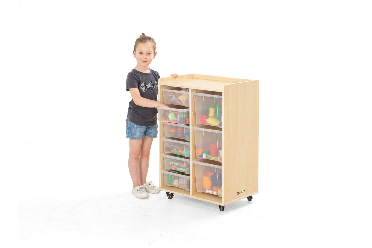 Wisdom - Opbergkast op wieltjes met 9 bakken (6 klein, 3 groot) - Playlaan