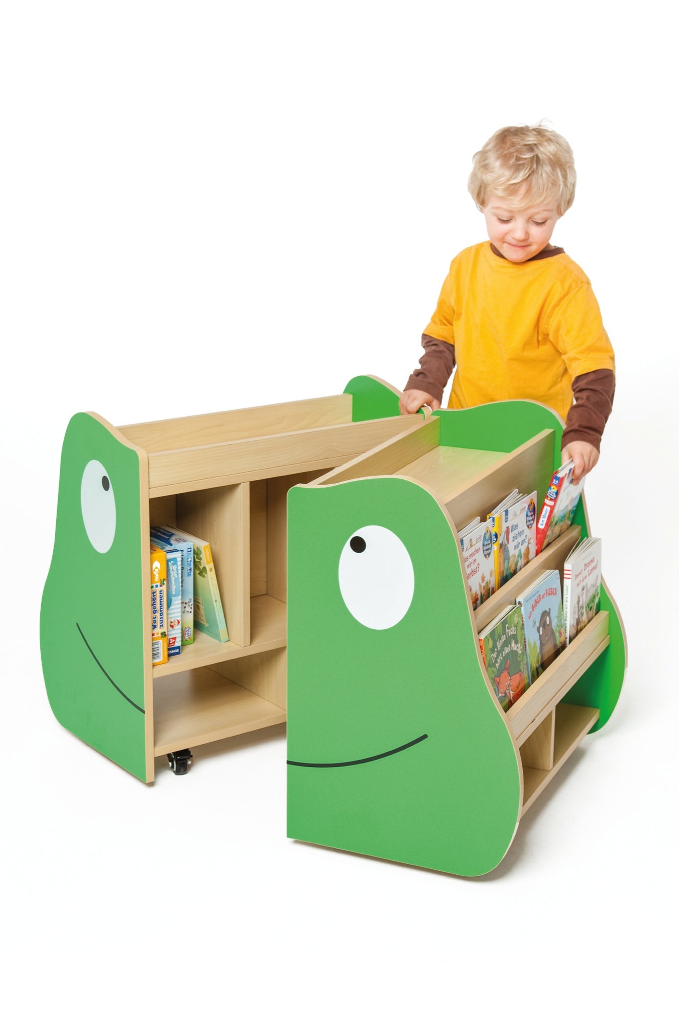 Wisdom - Opvouwbare boekenbak op wieltjes Kikker - Playlaan