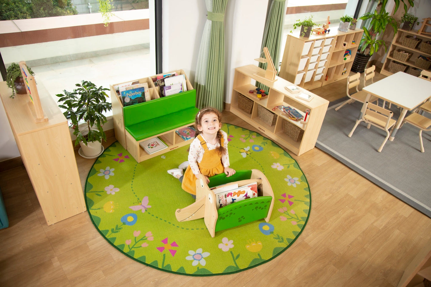 Wisdom - Rond vloerkleed met bloemenweide print (Ø 200cm) - Playlaan