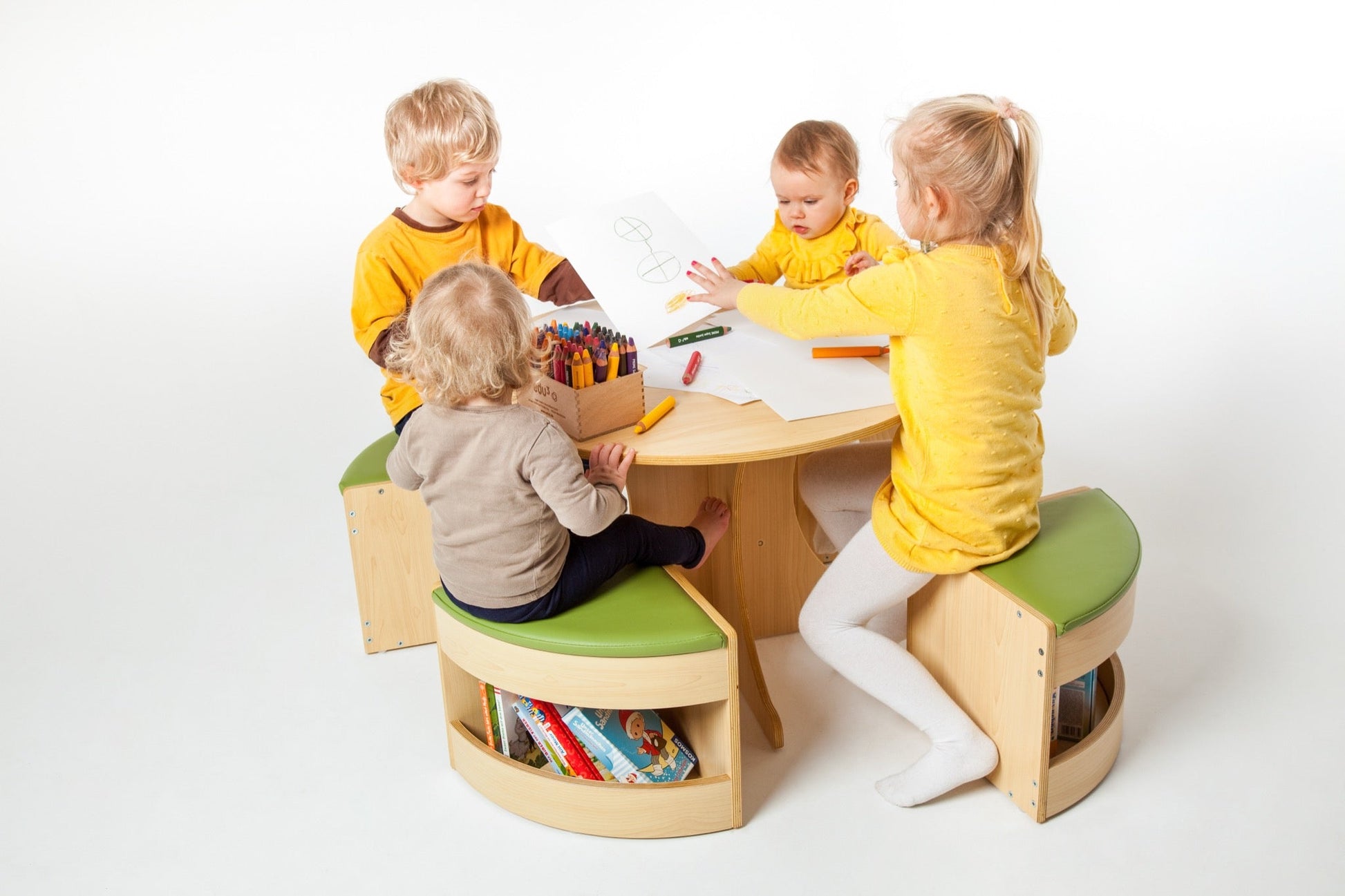 Wisdom - Ronde tafel met krukken – 5 - delige set - Playlaan