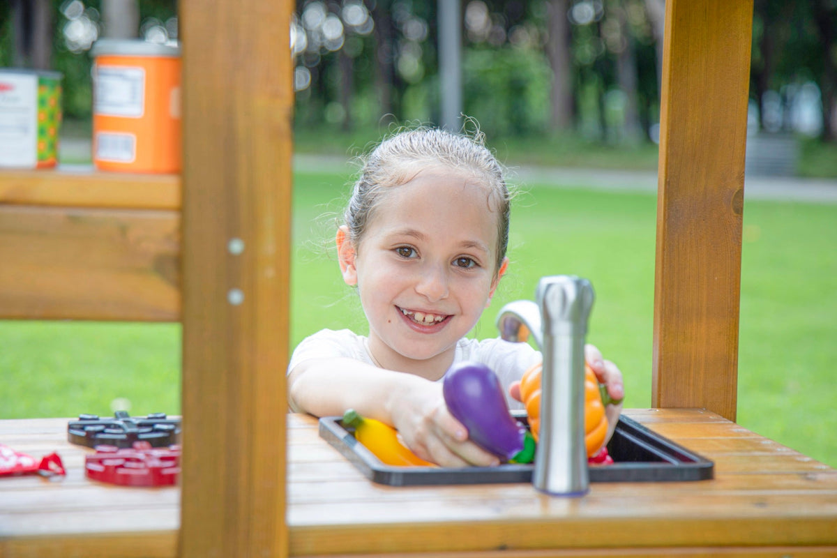 Wisdom - Speelkeuken voor buiten met dak (werkhoogte 55 cm) - Playlaan
