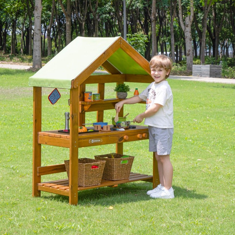 Wisdom - Speelkeuken voor buiten met dak (werkhoogte 55 cm) - Playlaan
