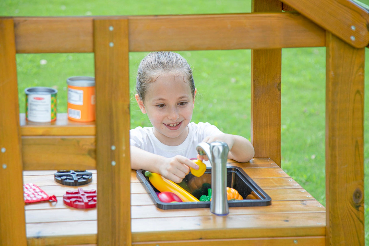 Wisdom - Speelkeuken voor buiten met dak (werkhoogte 55 cm) - Playlaan