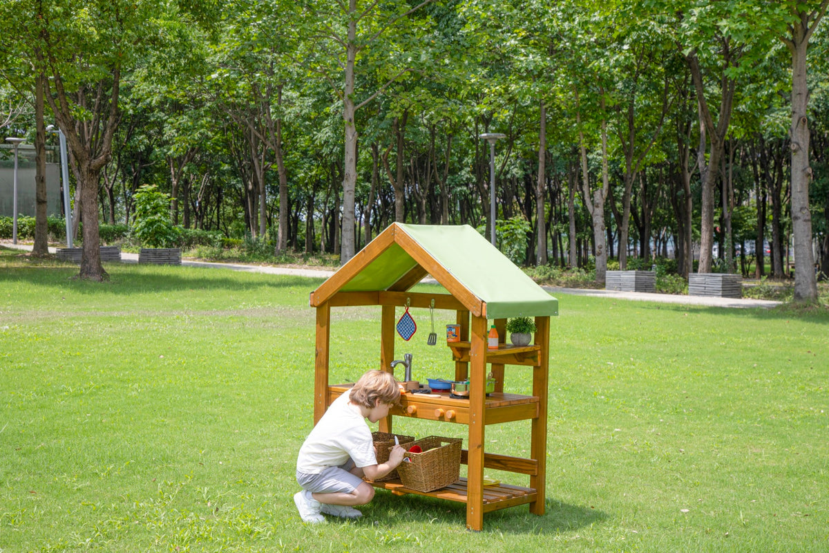 Wisdom - Speelkeuken voor buiten met dak (werkhoogte 55 cm) - Playlaan
