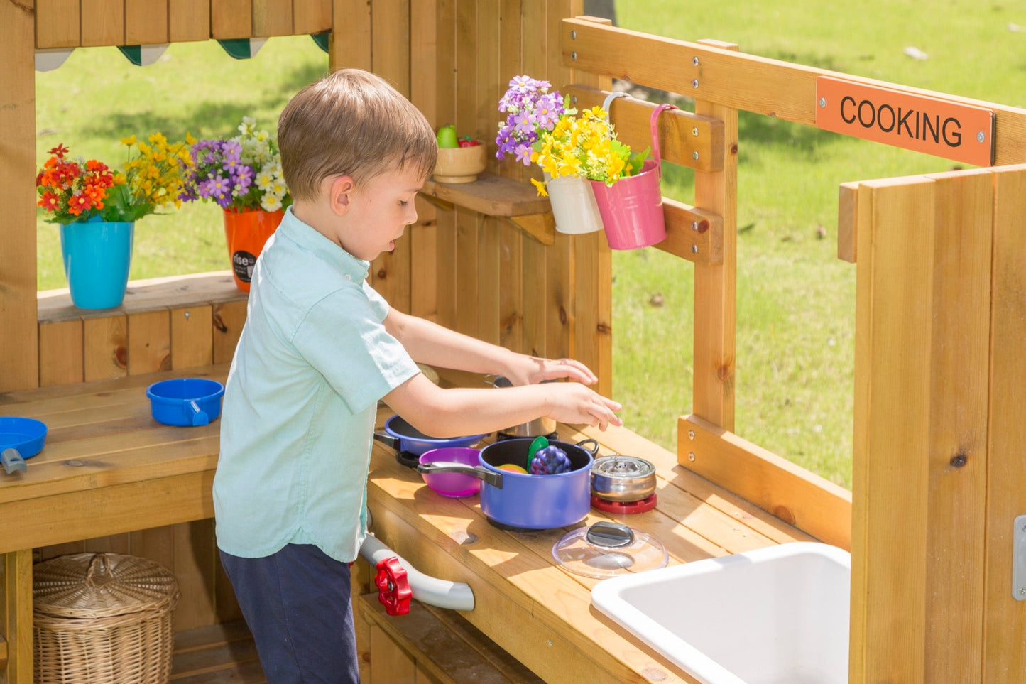 Wisdom - Speelkeuken voor buiten met waterpomp (werkhoogte 54 cm) - Playlaan