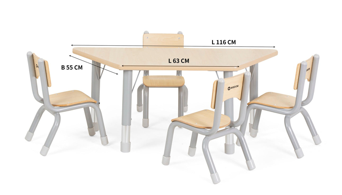 Wisdom - Trapeziumvormige tafel voor klaslokaal verstelbaar - Owlaf - Playlaan