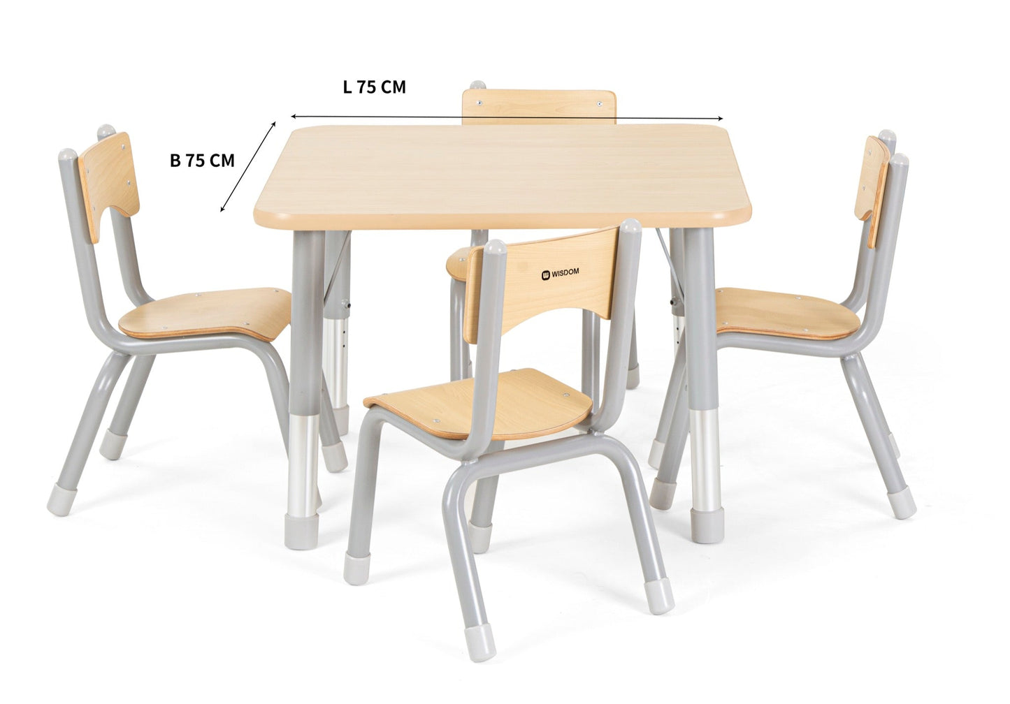 Wisdom - Vierkante tafel voor klaslokaal verstelbaar - Owlaf - Playlaan
