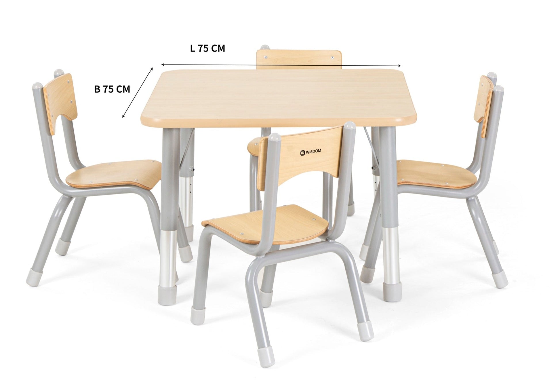 Wisdom - Vierkante tafel voor klaslokaal verstelbaar - Owlaf - Playlaan