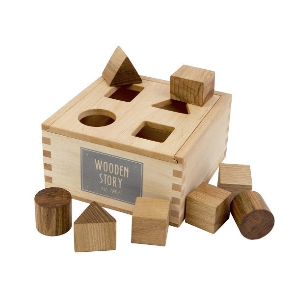 Wooden Story - Vormensorteerdoos Naturel - Montessori - Playlaan