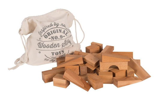 Wooden Story - Wooden Blocks in Sack XL - 50 pcs Natural - Playlaan