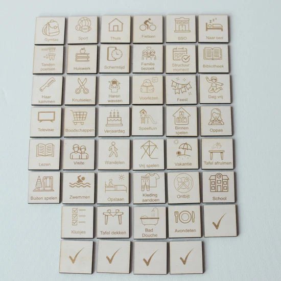 Your Little Family - Your Little Family - Dagplanner hout + pictogrammen 47st - Playlaan