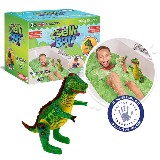 Zimpli Kids - Zimpli Gelli Baff Groen met Opblaasbare Dinosaurus - badspeeltje - Playlaan