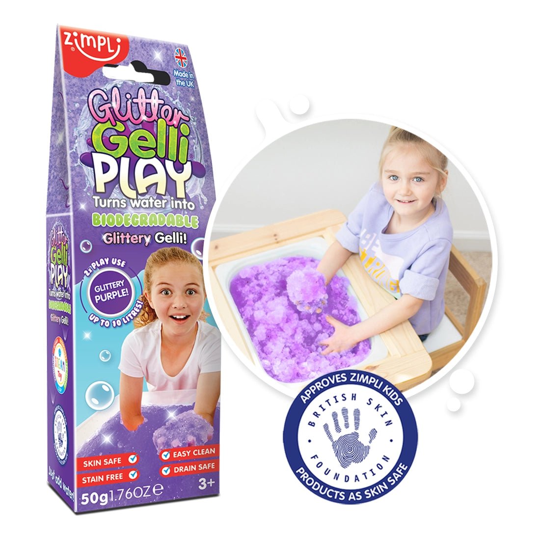 Zimpli Kids - Zimpli Glitter Gelli Play - gecertificeerd biologisch afbreekbaar sensorisch speelgoed - Playlaan