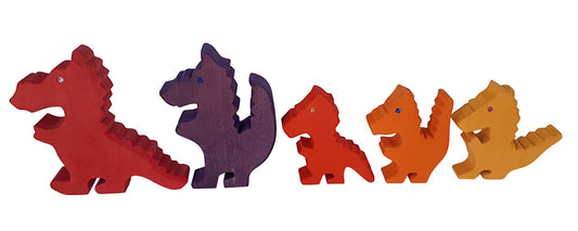 Bauspiel - Dragon Family red/purple 5 stuks - Playlaan