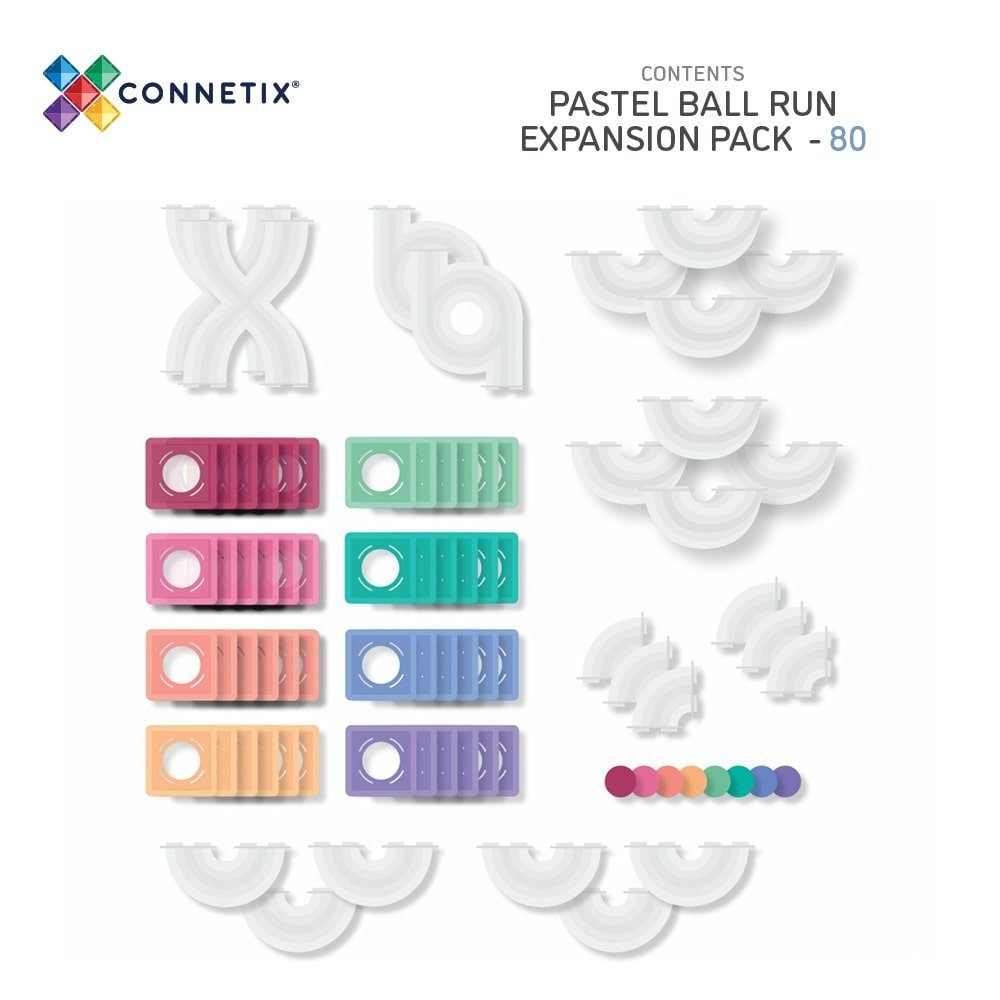 Connetix - Pastel Ball Run Expansion Pack - Knikkerbaan set 80st - Playlaan