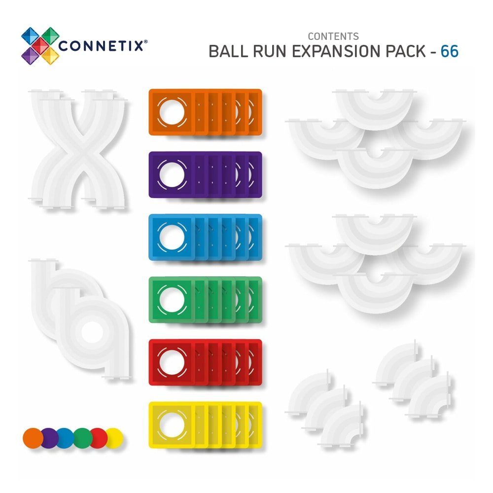 Connetix - Rainbow Ball Run Expansion Pack - Knikkerbaan set 66st - Playlaan