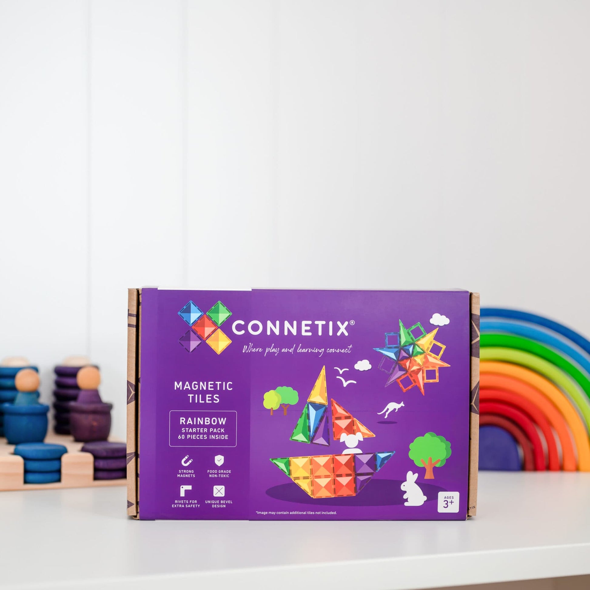 Connetix - Rainbow Starter Pack - Magnetische Tegels set 60st - Playlaan