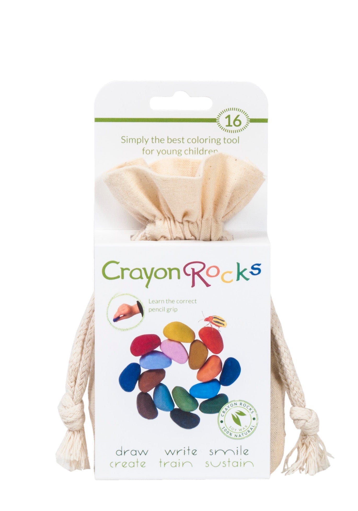 Crayon Rocks - 16 Crayon Rocks In Ecru Katoenen Zakje - Playlaan